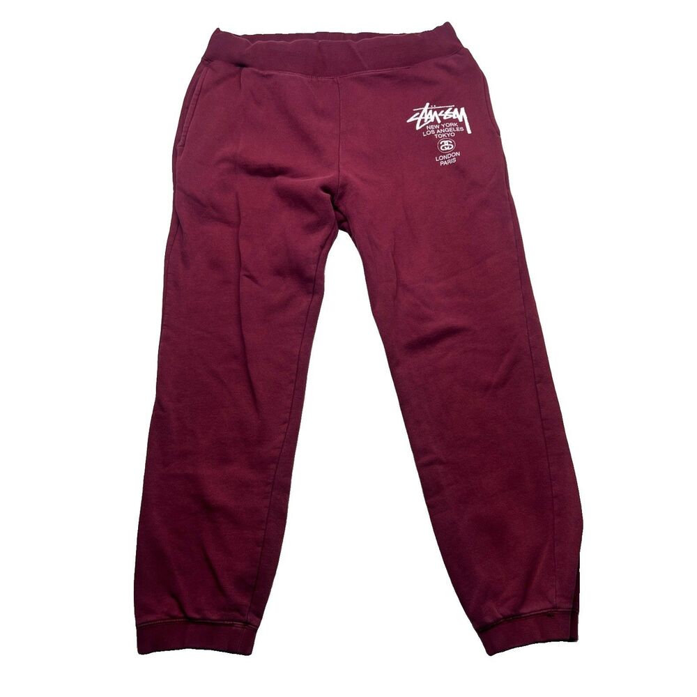 VTG Men L Large Stussy International World Tour Black Fleece Sweatpants